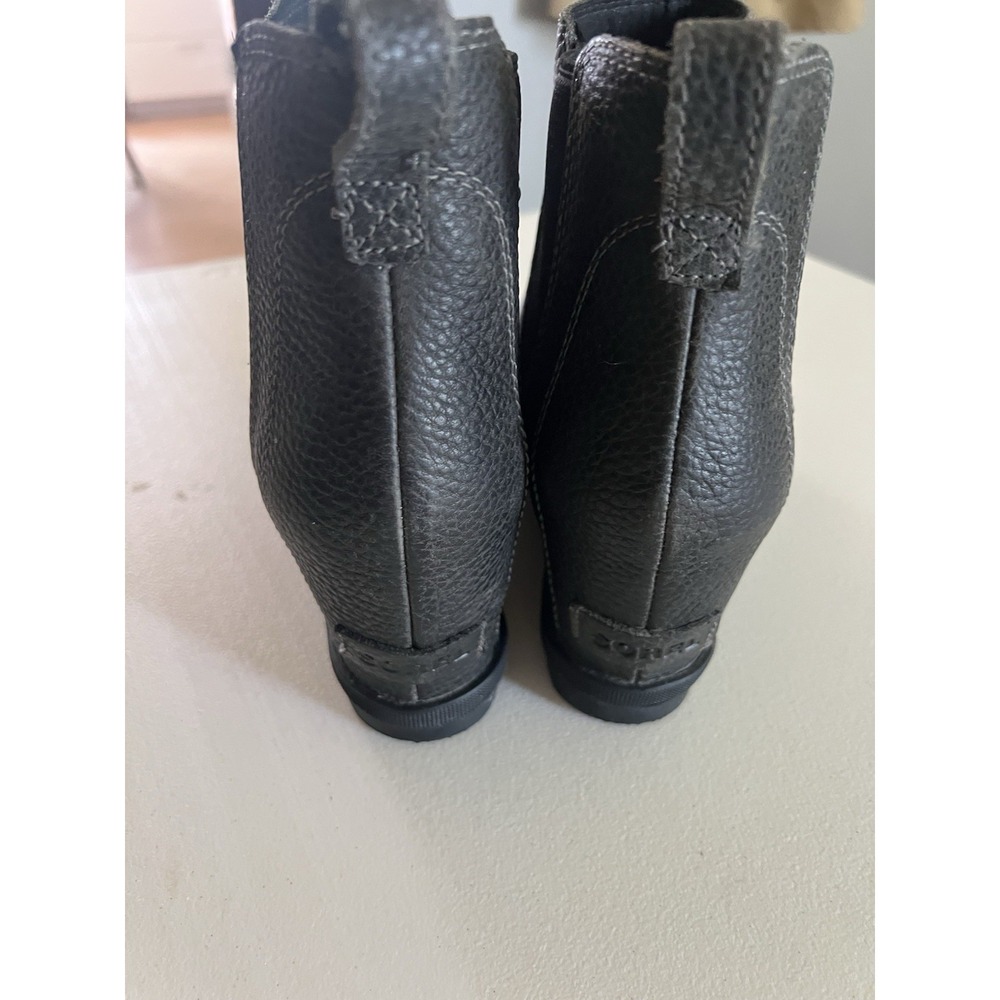 Sorel Gray Leather Joan Of Arctic Wedge Pull On Bootie Ankle Boot Waterproof 12 - Picture 2 of 9